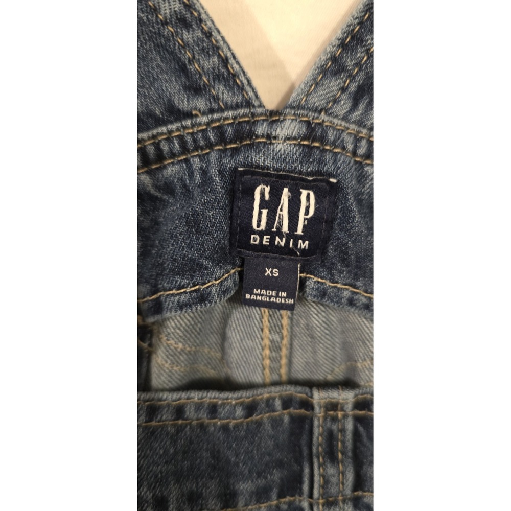Gap Bib Overalls‎ Womens Size XS Blue Denim Straight Leg Cotton Distressed - Picture 5 of 6